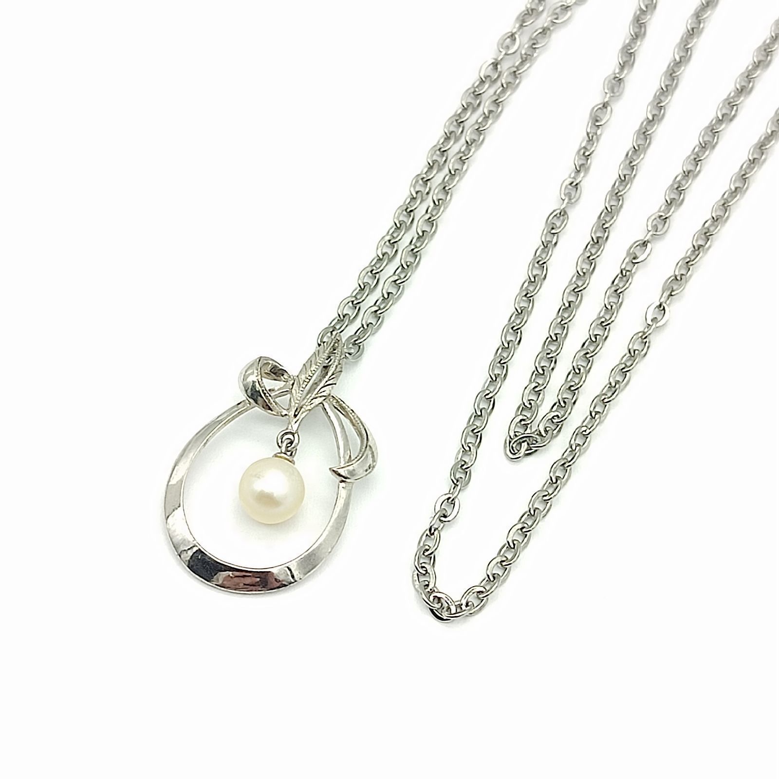 美品】MIKIMOTO ミキモト パールデザインネックレス 本真珠 SILVER 