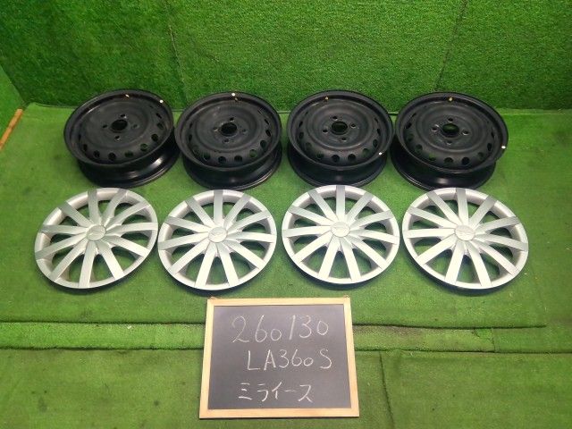 【中古】ミライース 5BA-LA360S １３インチ 4J ホイール キャップ付き 4本 セット 42611-B2740- 自社品番260130 W25