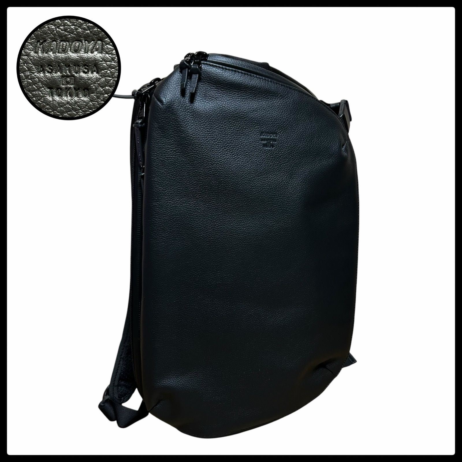 KADOYA×BROSKI AND SUPPLY 防水レザーバックパック METIN ブラック 17L