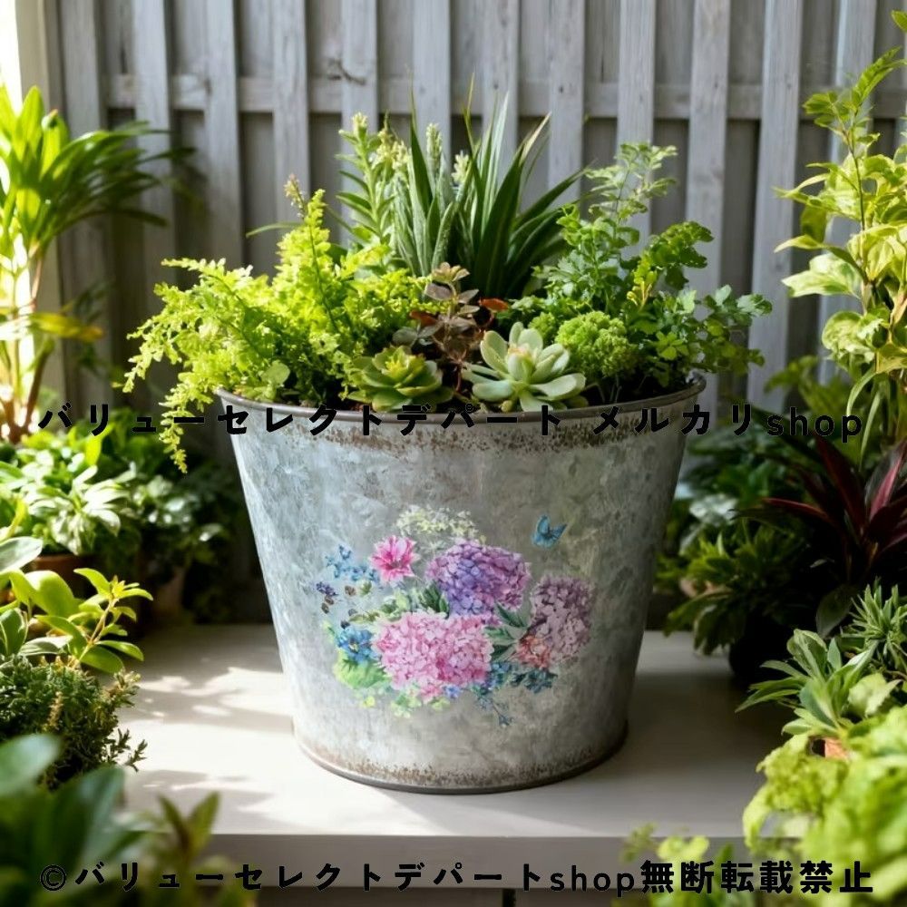 バケツ 植木鉢 アイアンプランター 水仙柄 ヴィンテージ 亜鉛メタル ディストレス加工 フラワーポット おしゃれ ラスティック ガーデン雑貨 収納バケツ 屋外 室内対応 庭 ベランダ 玄関 インテリア装飾 ギフト ナチュラル雑貨 ガーデニング