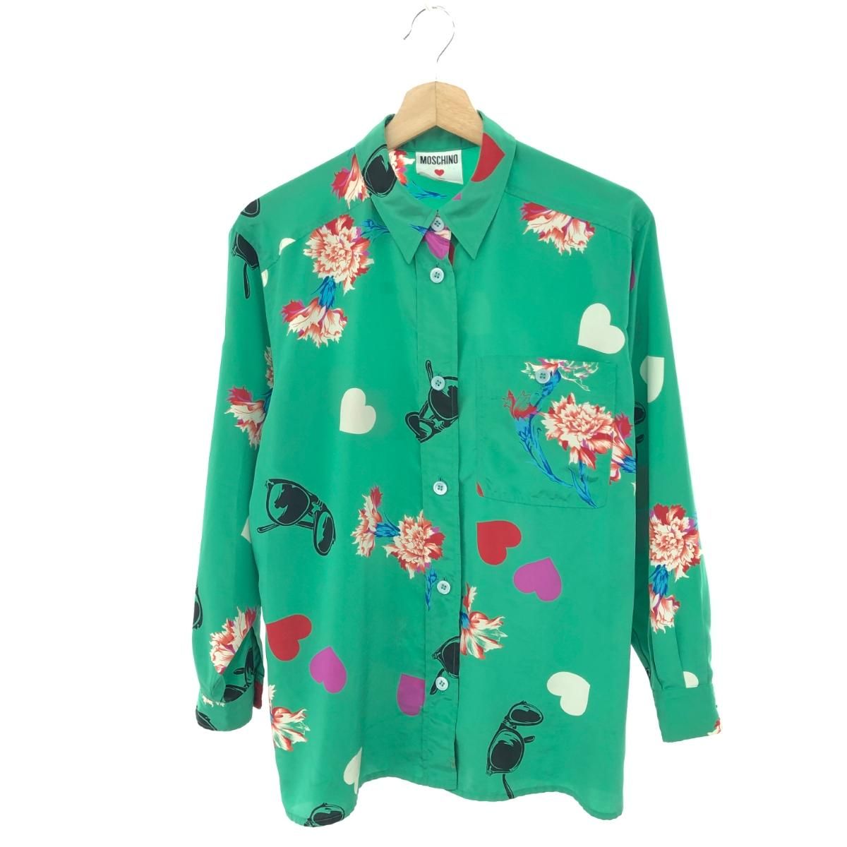 MOSCHINO モスキーノ 総柄シャツ 長袖ブラウス/ポリエステル マルチ 