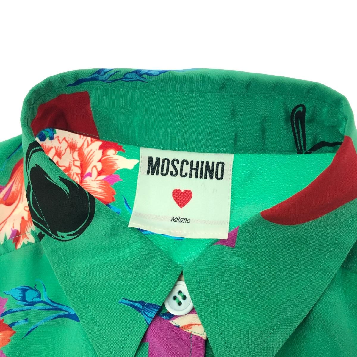 MOSCHINO モスキーノ 総柄シャツ 長袖ブラウス/ポリエステル マルチ 