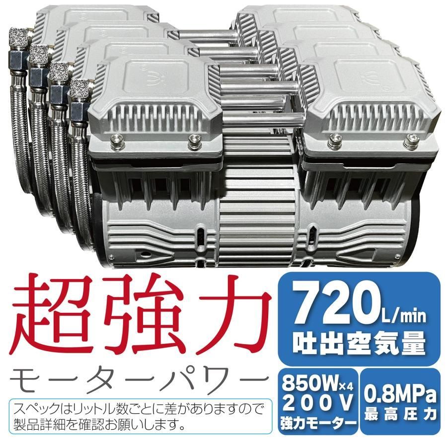 #2231 エアーコンプレッサー 160L ホワイト 200V オイルレス 静音 圧力計 業務用 車 タイヤ 空気入れ 大容量 電動コンプレッサー ※一部地域離島別途配送料有