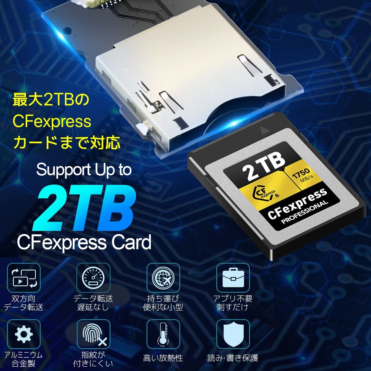 CFexpress Type A & SDカードリーダー USB-C 3.2 Gen2 10Gbps高速転送