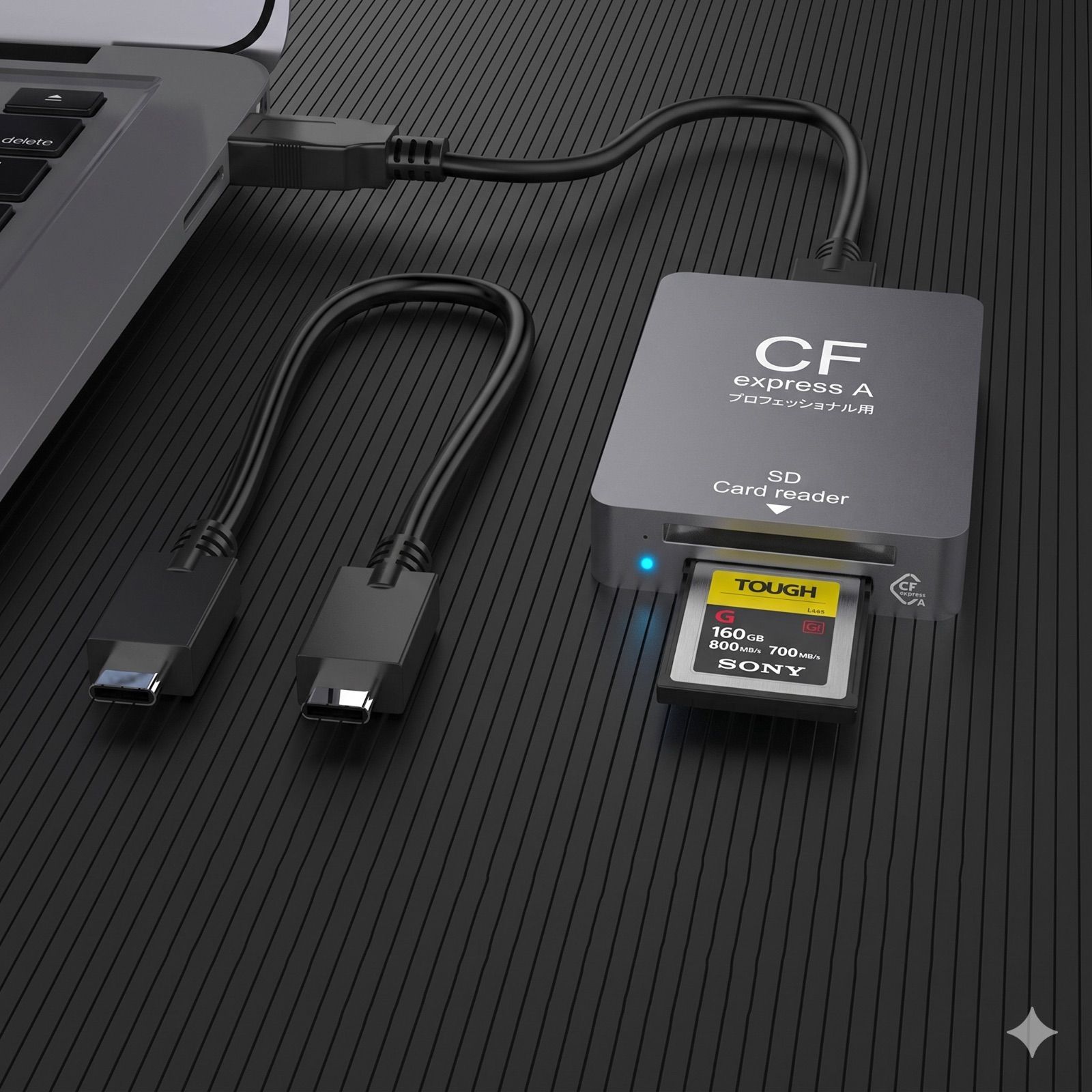 CFexpress Type A & SDカードリーダー USB-C 3.2 Gen2 10Gbps高速転送