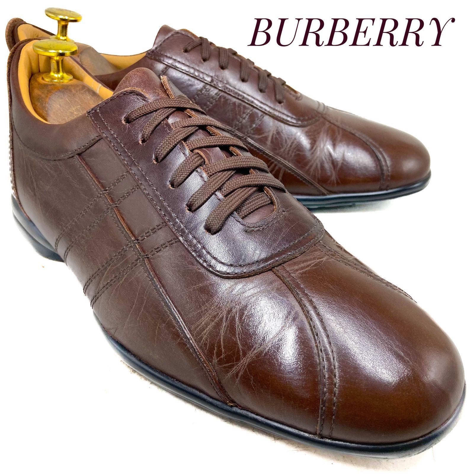 BURBERRY バーバリー レザースニーカー BU1390 茶 ブラウン 24cm 革靴