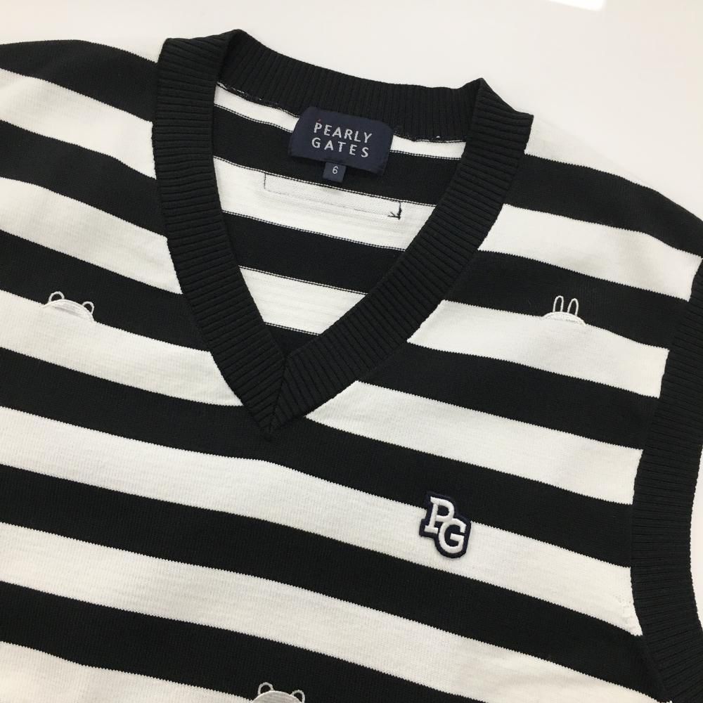 美品】パーリーゲイツ×LINEFRIENDS ニットベスト 白×黒 ボーダー