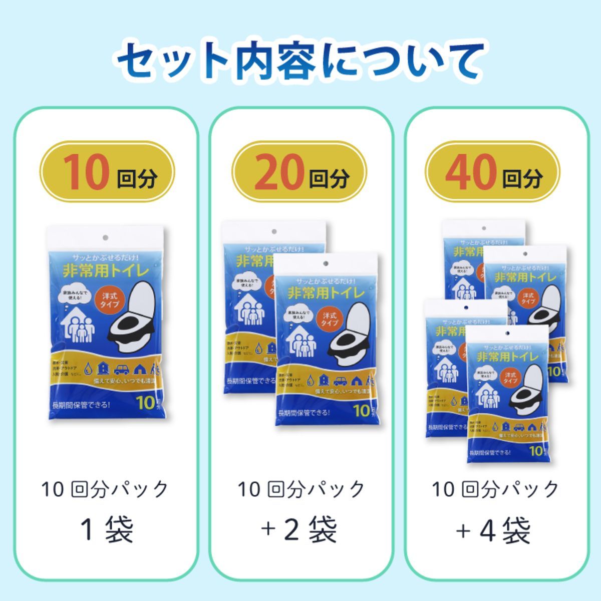 500回分】簡易トイレ 携帯トイレ 非常用トイレ 簡易トイレセット 10 
