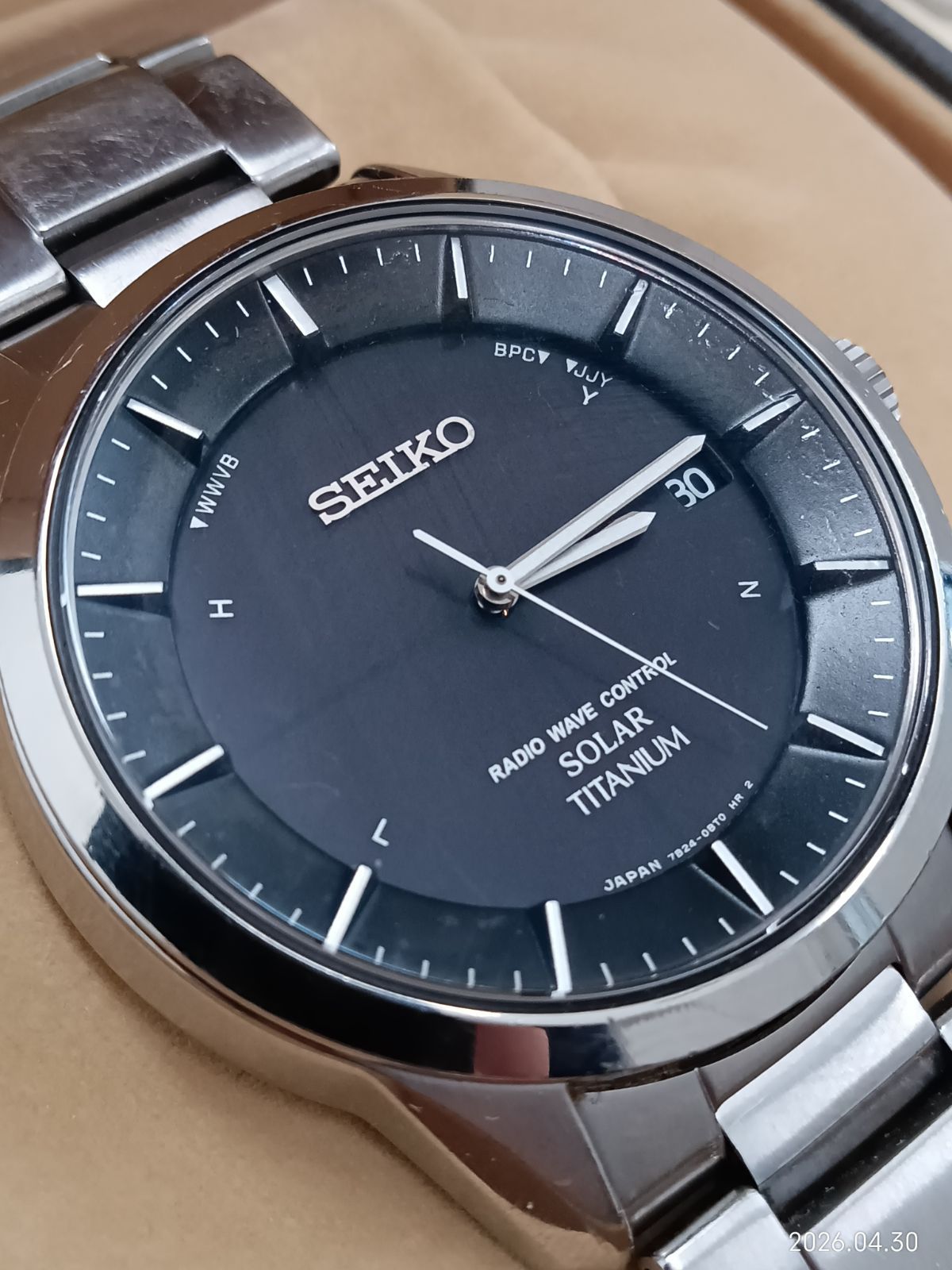 SEIKO SBTM207 7B24 総チタン製 電波ソーラー 美品 稼働 SEIKO 7B24-0BB0 電波 ソーラー チタン 箱有 セイコー チタニウム