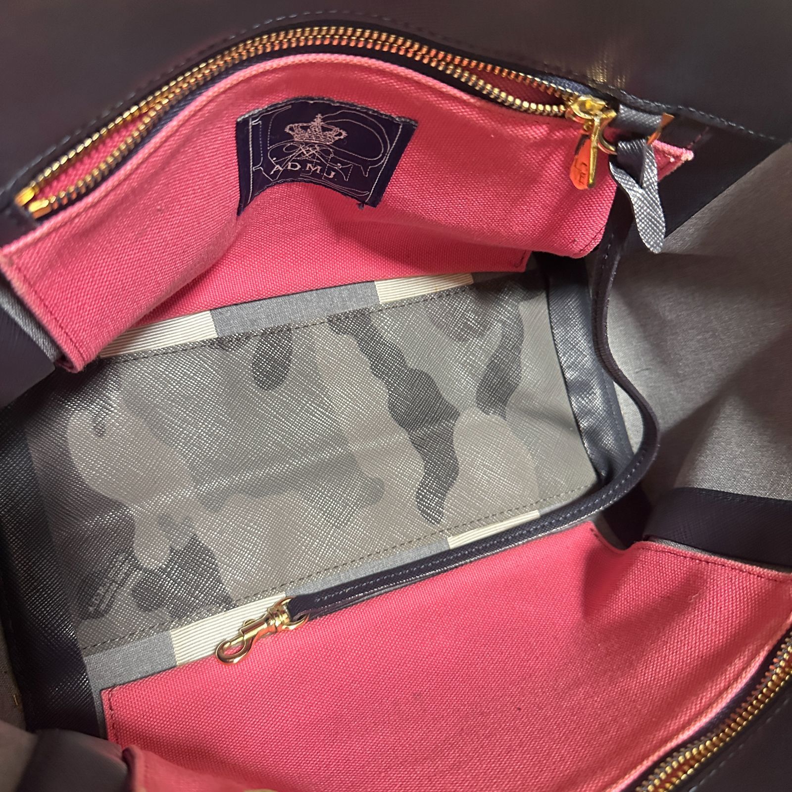 A.D.M.J. PVC×レザー カモフラ柄 ミニトートバッグ ハンドバッグ 迷彩
