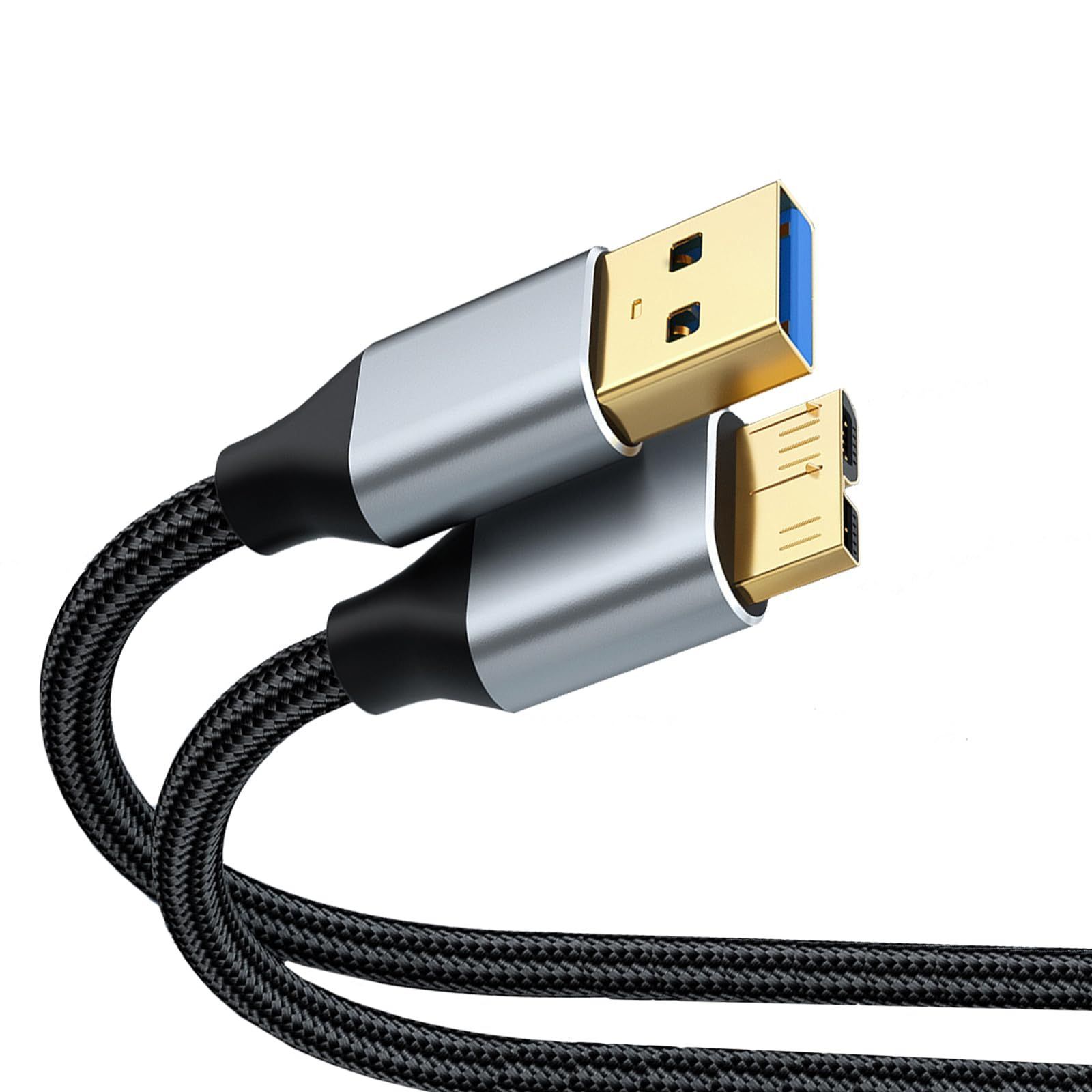 [Popular Item] ALLVD USB 3.0 microB USB Cable Type (Type A Male to Micro Type B Male) Fast Transfer and Quick Charge, Compatible with External HDD SSD Drives, Digital Cameras, etc., 1M