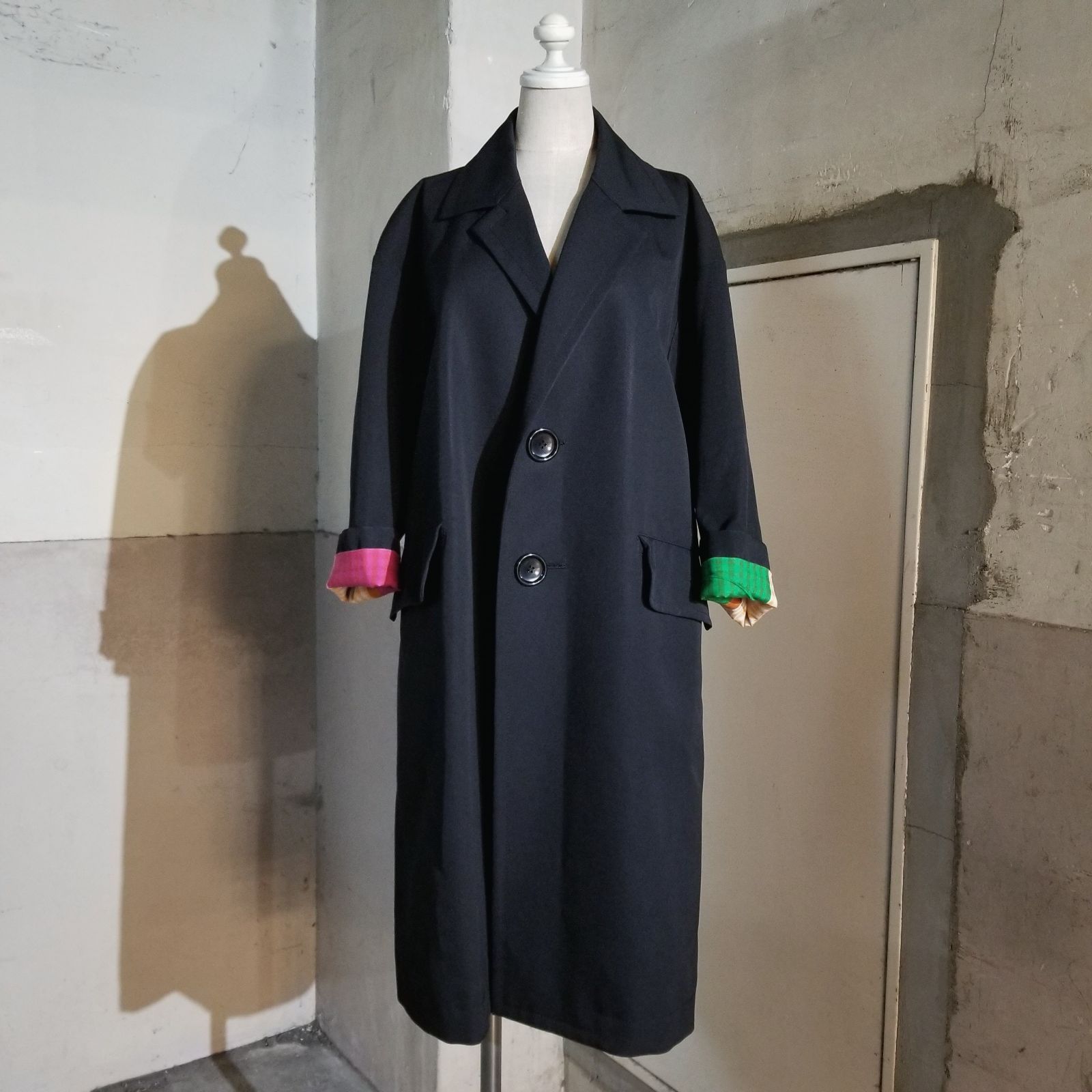 tricot COMME des GARCONS 19ss 裏地花柄チェック バック切替コート M