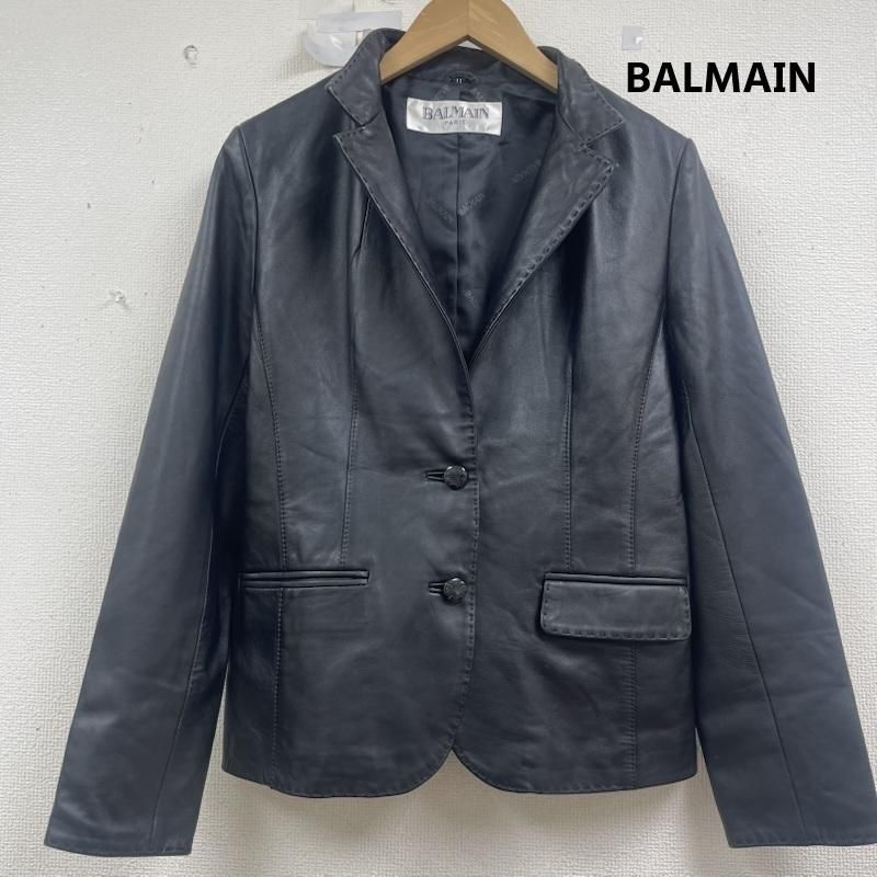 バルマン 羊革 テーラード レザー ジャケット アウター レディース