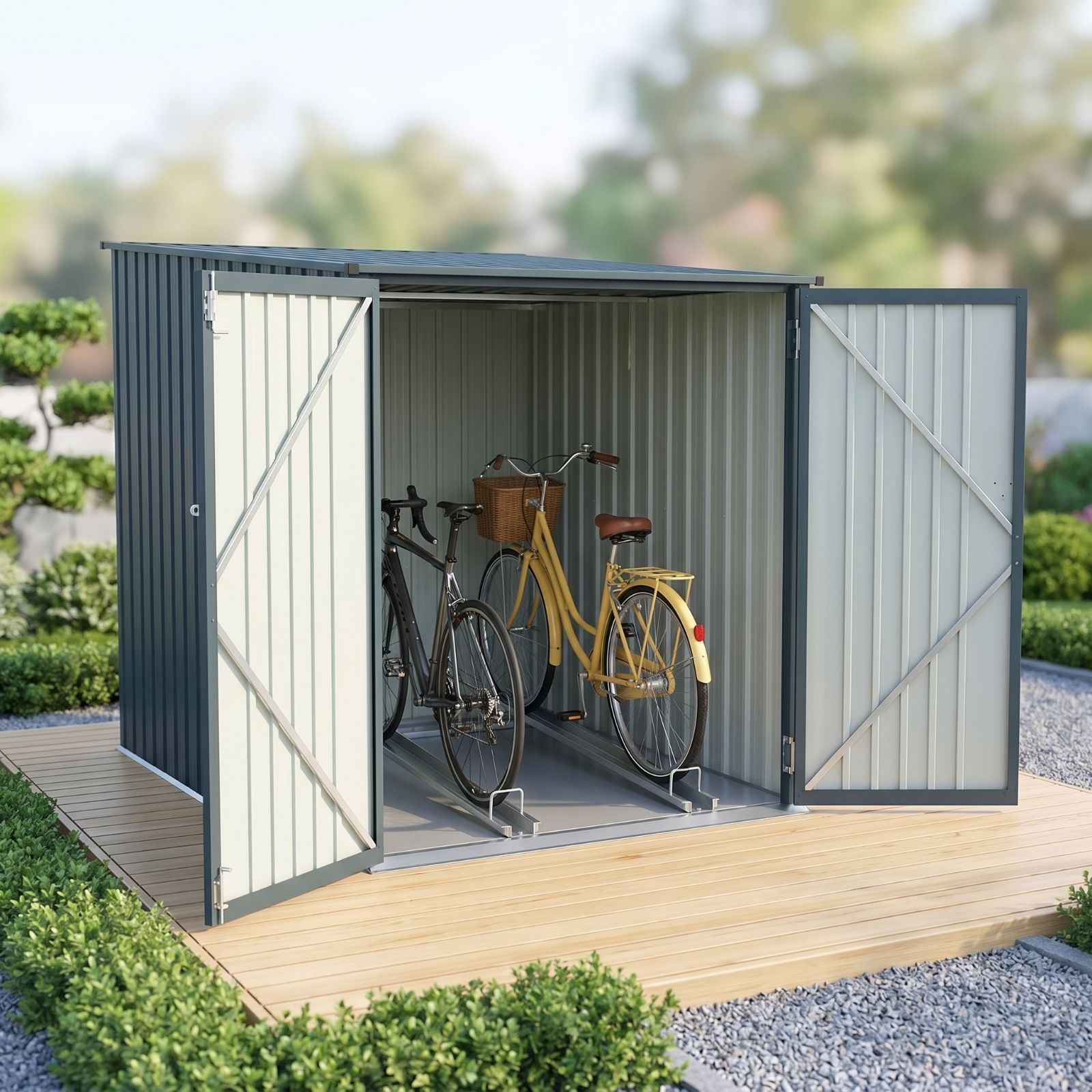予約販売 5/30再入荷|1000円クーポン】 自転車倉庫 2台用 スタンド搭載 