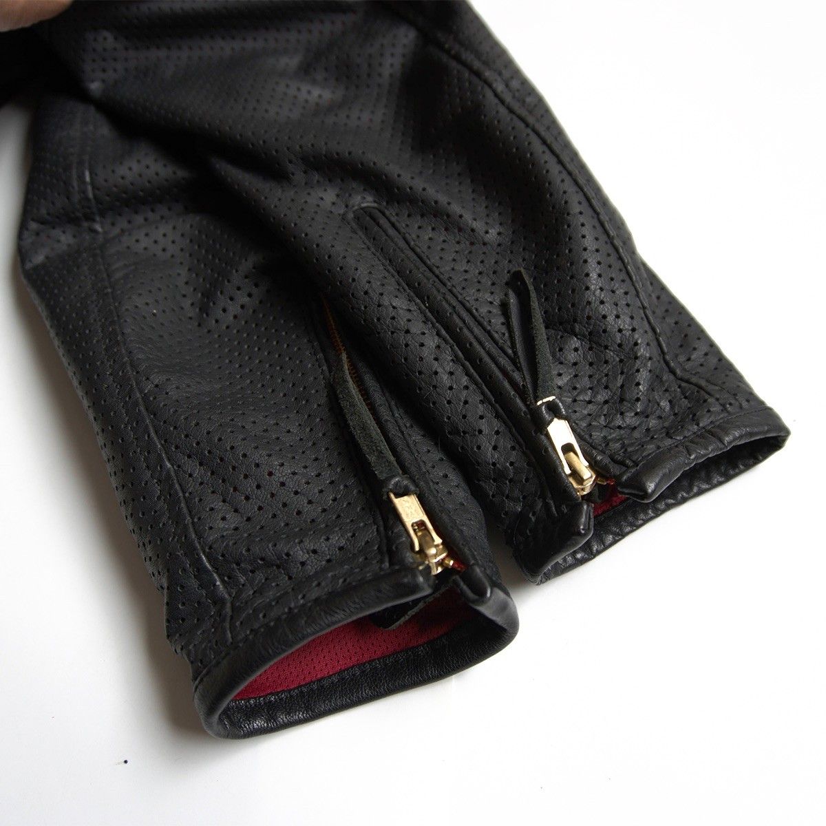 美品】KADOYA【パンチング シングルライダースジャケット】 LL レザー