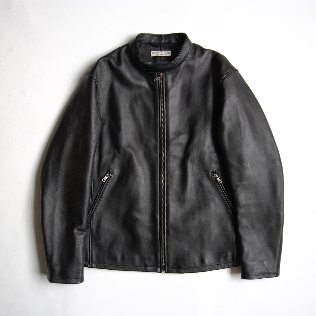 極美品】BEAUTY&YOUTH 【シープレザー シングルライダース ジャケット