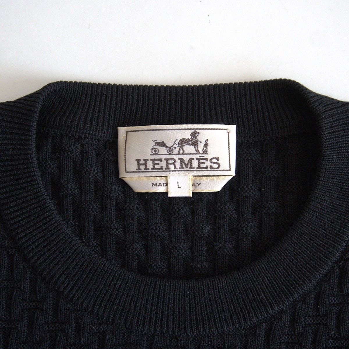 高級品】 HERMES 【Hパターン ジャガード ウール ニット】L ITALI製
