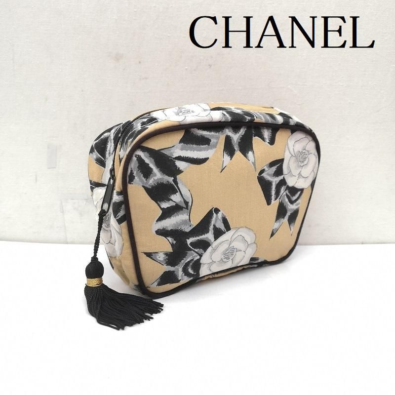 シャネル/ カメリア柄のポーチ/布製 シャネル(CHANEL)シャネル カメリア ポーチ ポーチ バッグ レディース