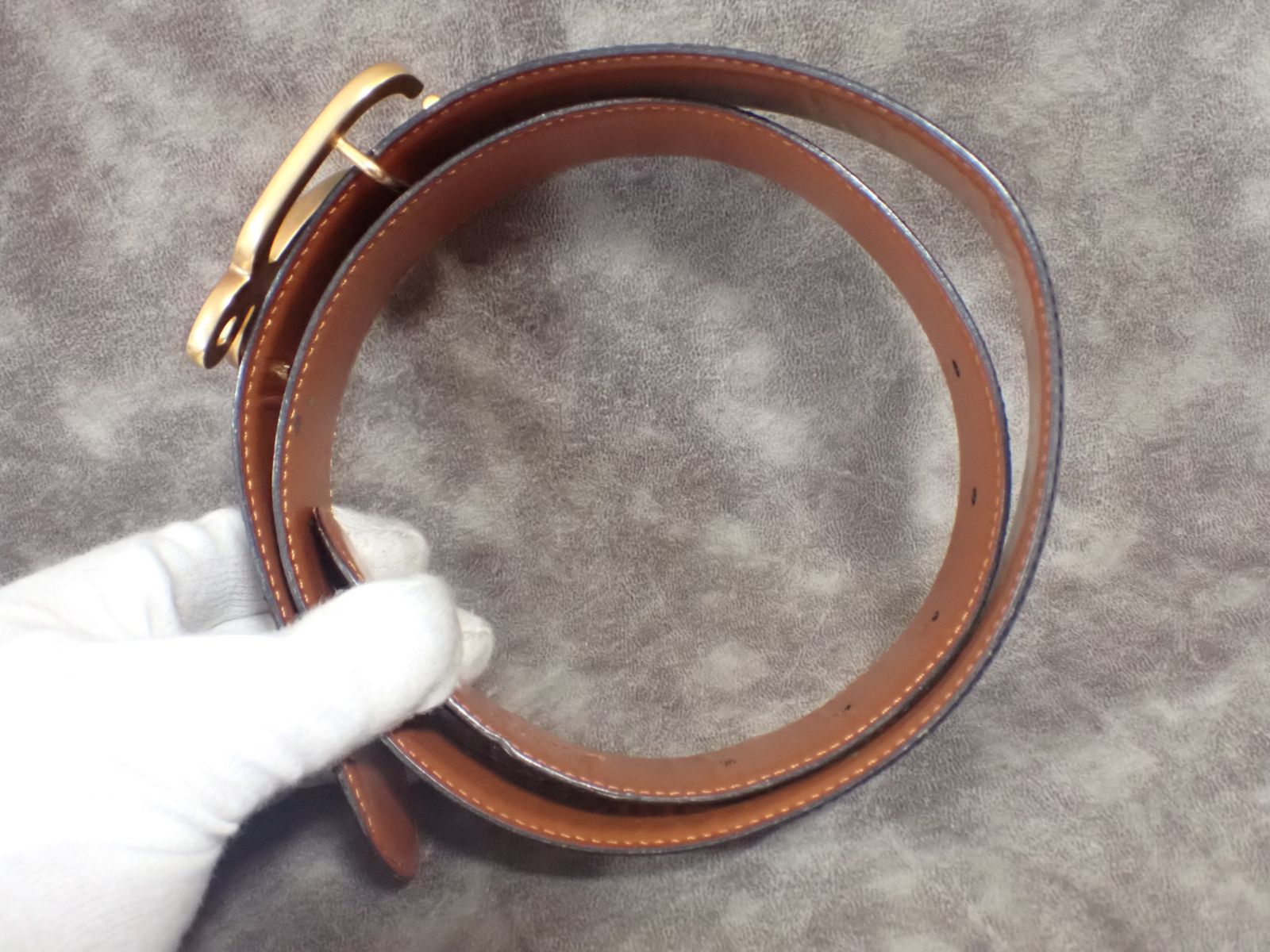LOEWE ロエベ Lロゴ バックル レザー ベルト ブラック ゴールド金具