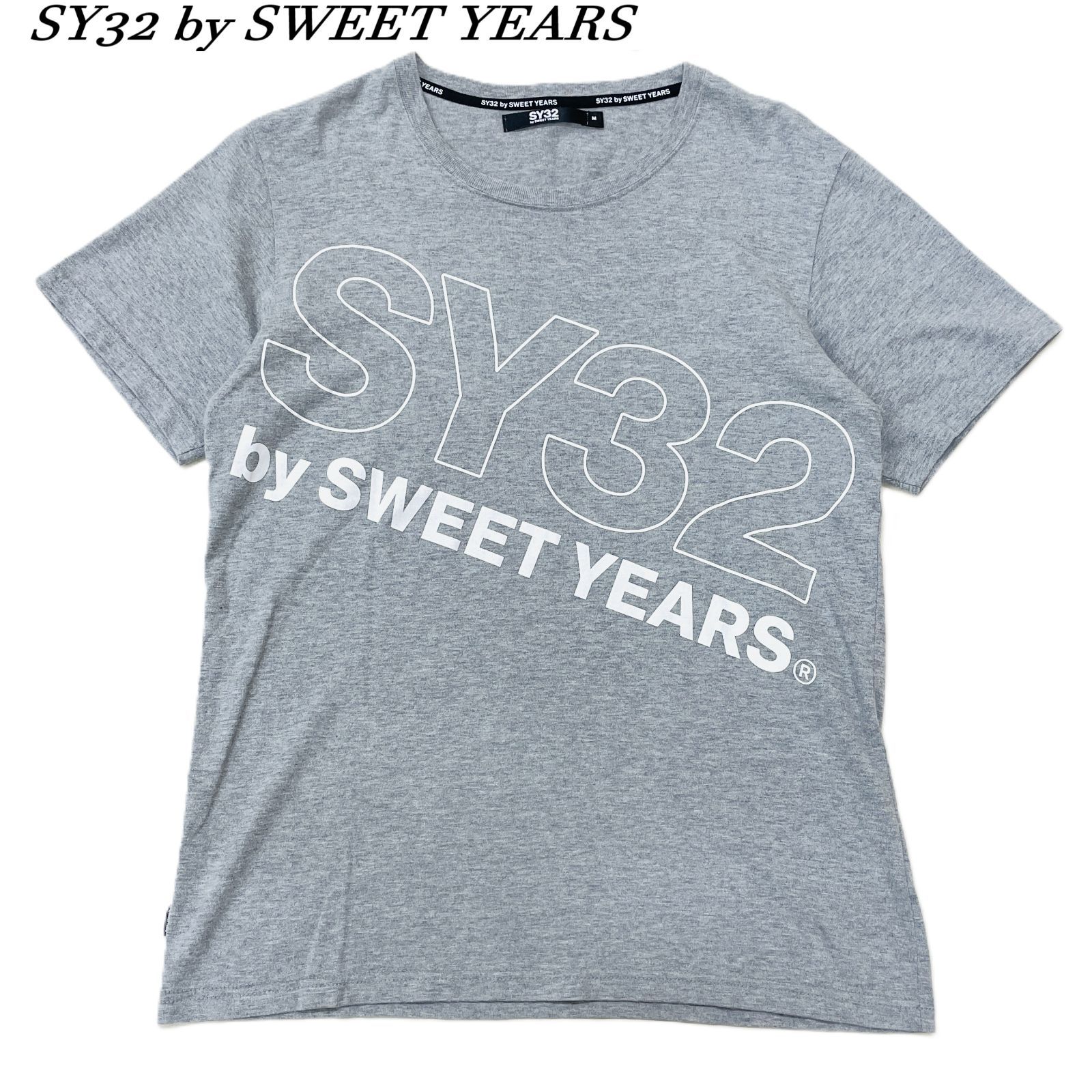 SY32 by SWEET YEARS スラッシュビッグロゴTシャツ M GRY/グレー