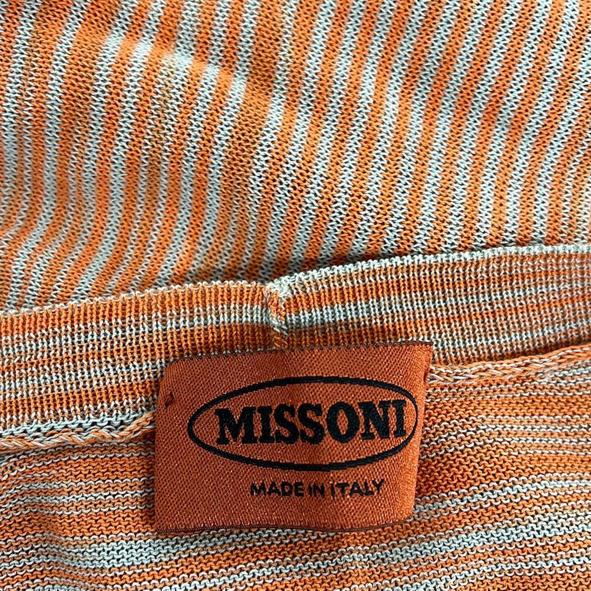MISSONI オレンジタグ　マルチカラーストライプカーディガン　薄手　春 M Missoni Authentic Cotton Chevron Zig Zag Salmon Ochre Open