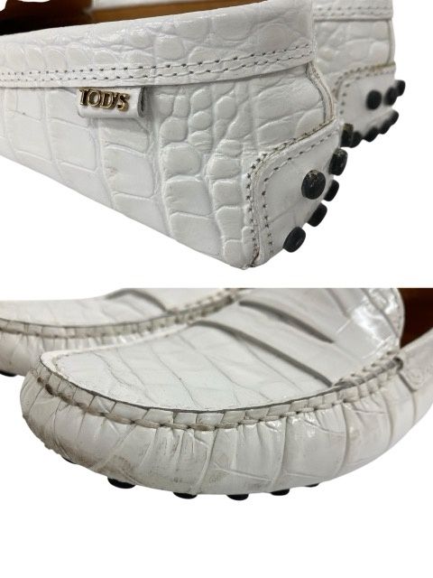 TOD'S/トッズ/クロコ型押し/ドライビングシューズ/ホワイト/サイズ37