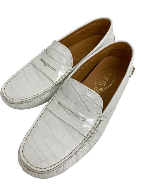 TOD'S/トッズ/クロコ型押し/ドライビングシューズ/ホワイト/サイズ37