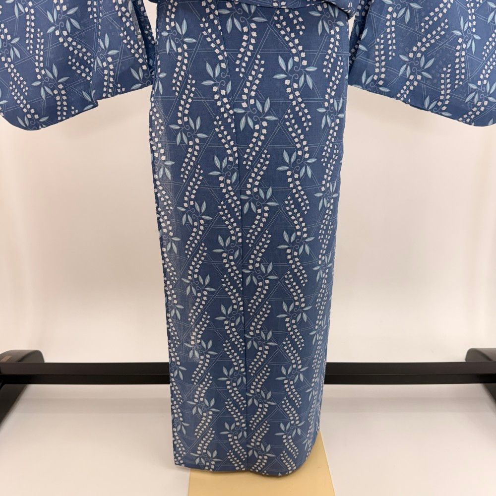 小紋 着物 中古 夏物 身丈160cm 裄69cm M A834-2 すごい値！ 夏物 江戸小紋 着物 未使用 正絹 絽 単衣 両面染 黒 縞 鮫