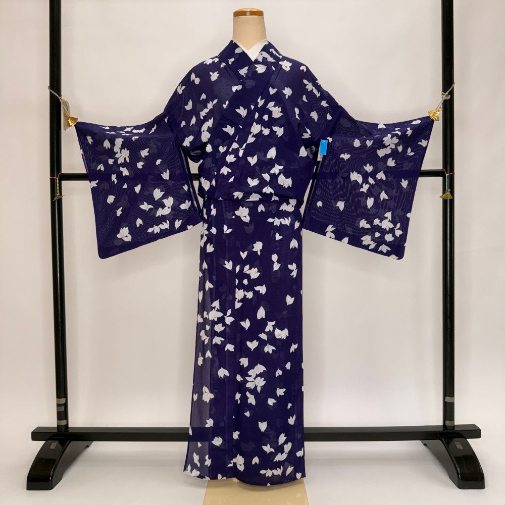 小紋 夏 絽 夏小紋 洗える着物 裄68.5cm 身丈164.5cm レトロ