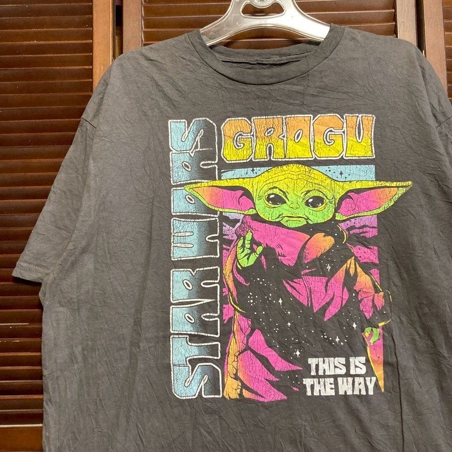 キャラ Tシャツ ベビーヨーダ スターウォーズ STARWARS 映画 グレー XL