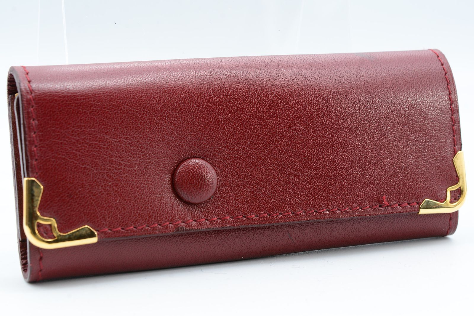 Cartier カルティエ マストライン 4連 キーケース 鍵 三つ折り レザー 革 ワインレッド 赤 レディース 女性