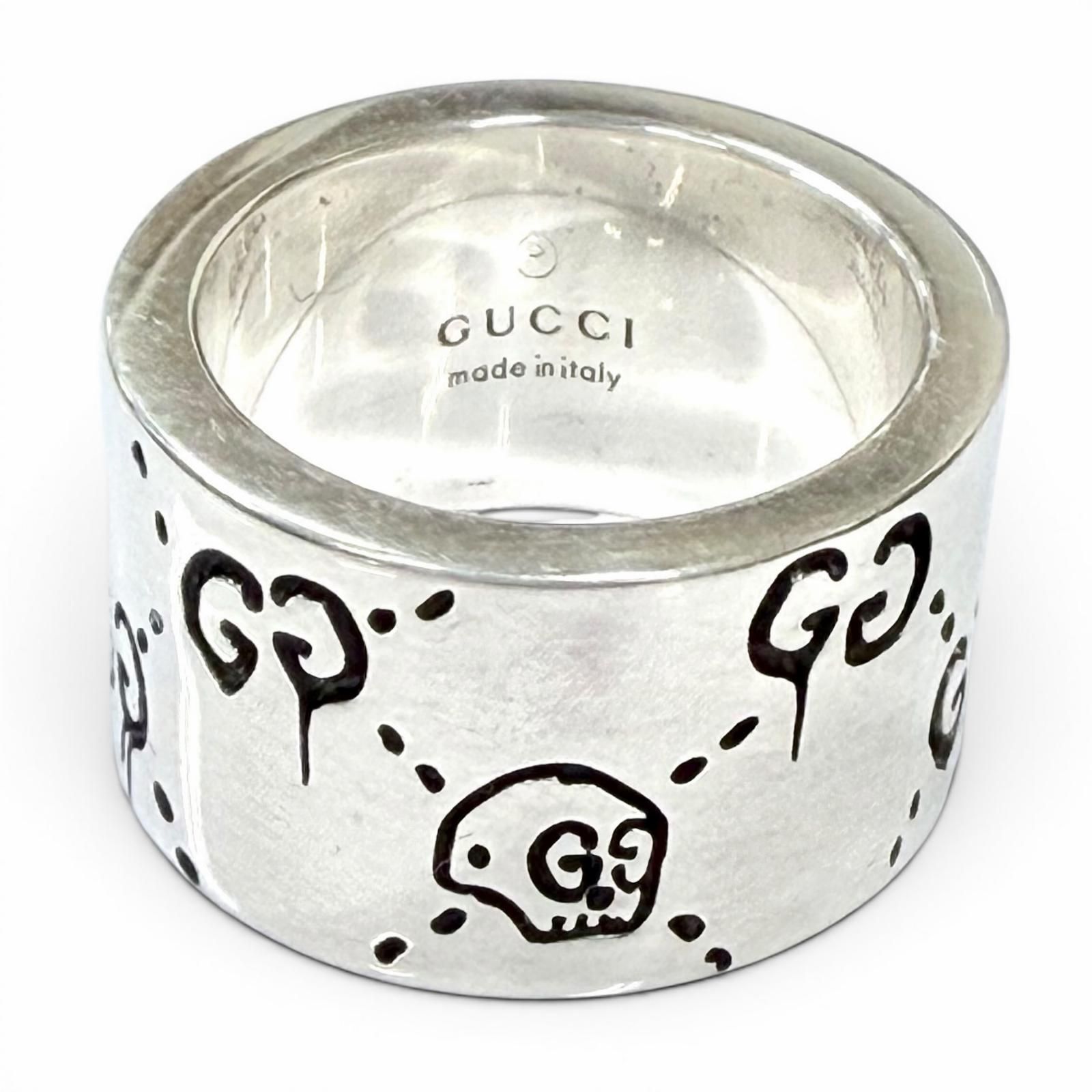 GUCCI ゴーストリングワイド リング 美品◇GUCCI グッチ 455318 925 GHOST ゴーストリング ワイド 指輪