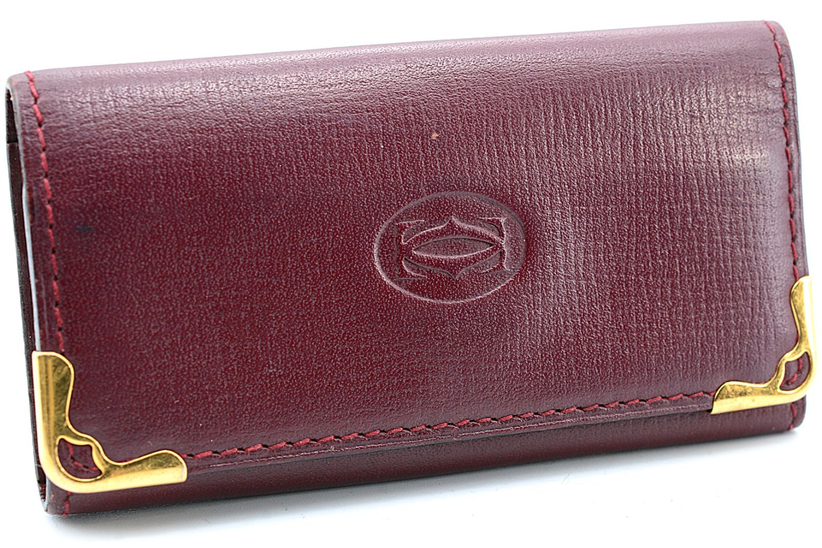 Cartier カルティエ マストライン ４連 キーケース 鍵 三つ折り レザー 革 ワインレッド 赤 レディース 女性
