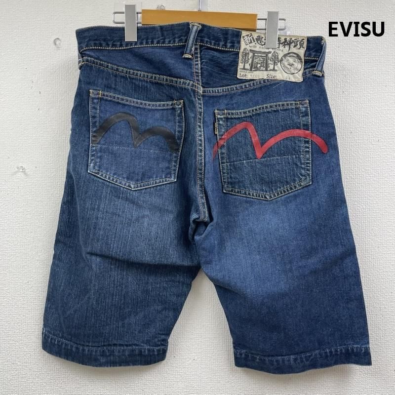 エヴィス 日本製 カモメペイント ボタンフライ デニム ハーフ パンツ
