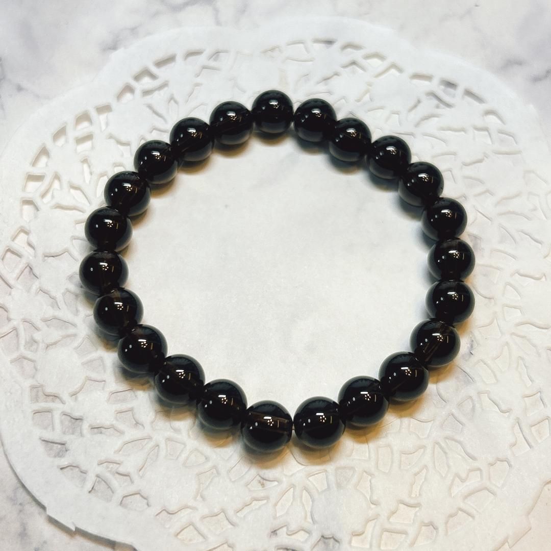E19388】スモーキークォーツ 8㎜ 煙水晶 ブレスレット Smoky Quartz