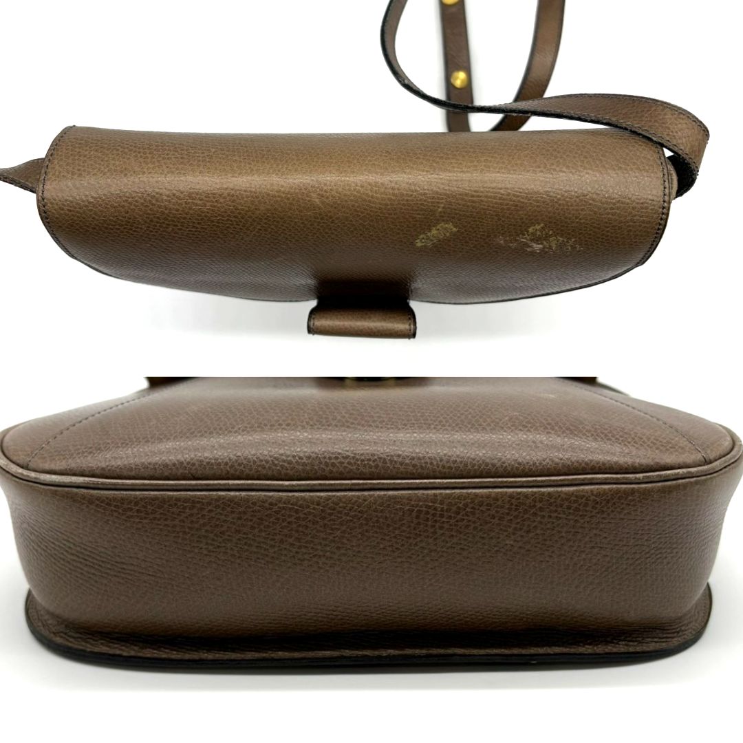 デルヴォー DELVAUX ショルダーバッグ ブラウン カーキ レザー 本革 D