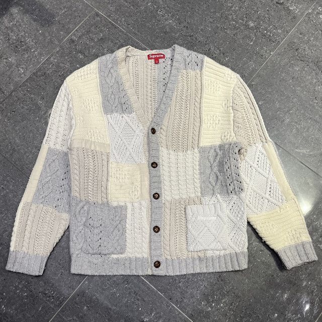 23awシュプリーム パッチワークケーブルニットカーディガン（Lサイズ） SUPREME 23aw Patchwork Cable Knit Cardigan Lサイズ シュプリーム
