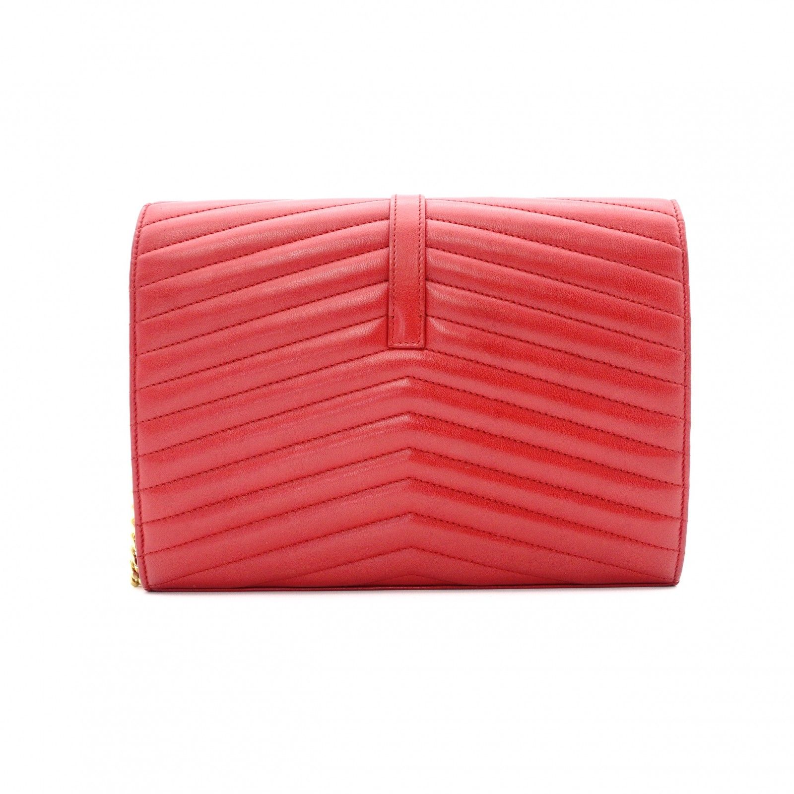 YVES SAINT LAURENT イヴサンローラン チェーンウォレット Vステッチ