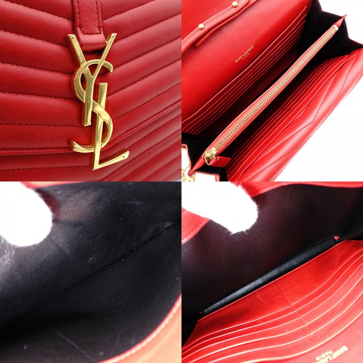 サンローラン Yves Saint Laurent チェーンウォレット 赤 SAINT LAURENT - サンローラン チェーンウォレット 赤 YSLの通販 by