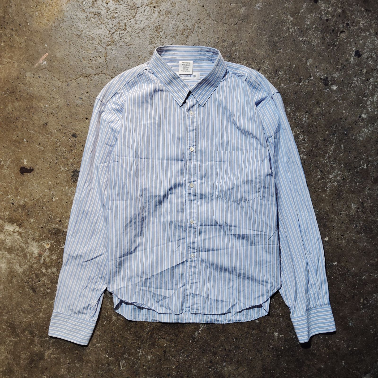 COMME des GARCONS SHIRT × VETEMENTS 17ss ストライプオーバーシャツ