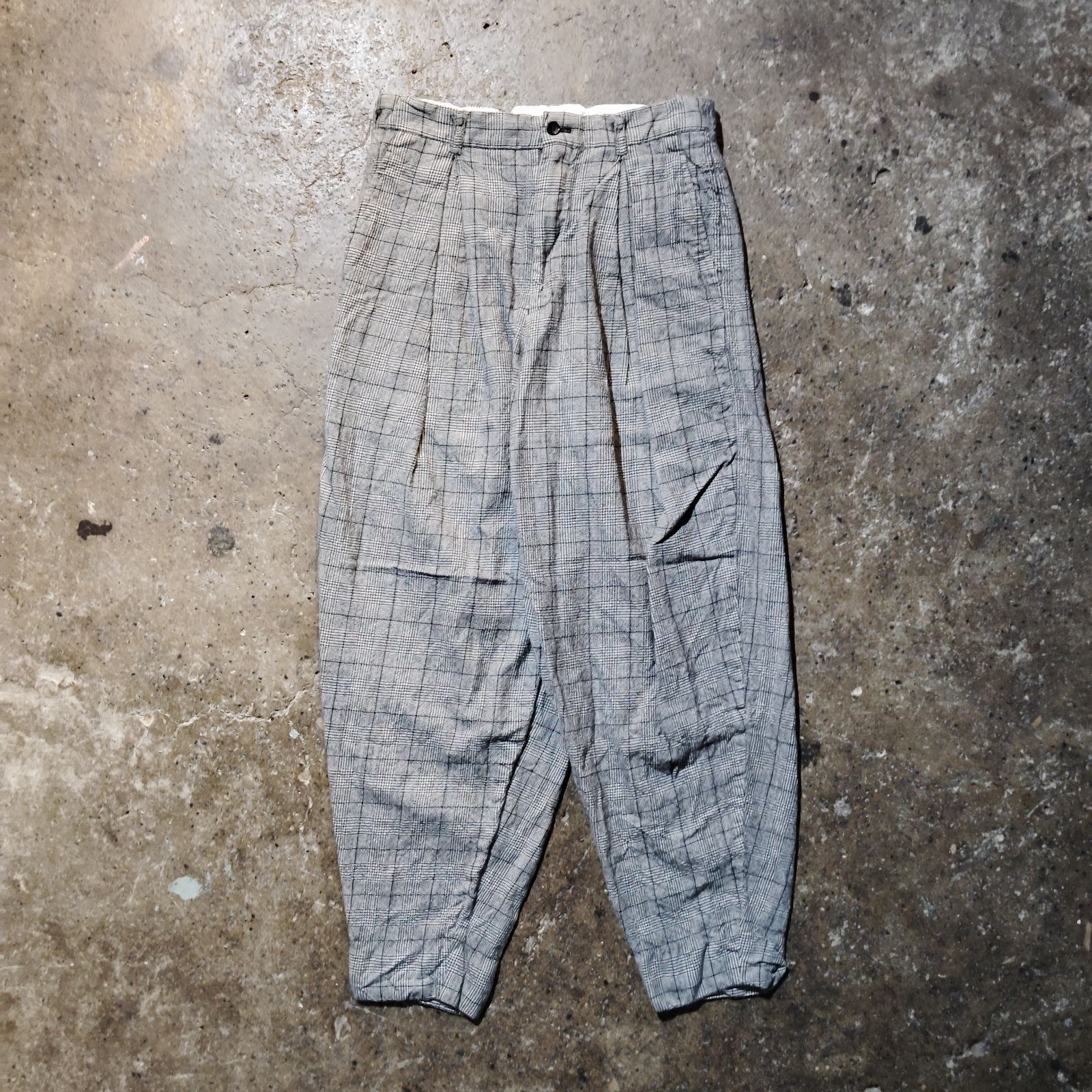 COMME des GARCONS HOMME PLUS ウール縮絨テーパードパンツ チェック