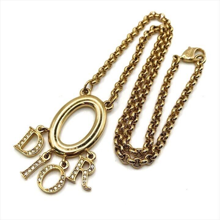 超美品 Christian Dior ディオール ロゴ ネックレス アクセサリー 