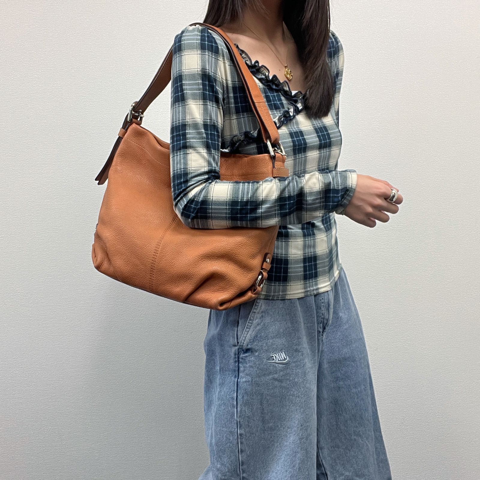 中古】COACH コーチ ショルダーバッグ ブラウン レザー ヴィンテージ 