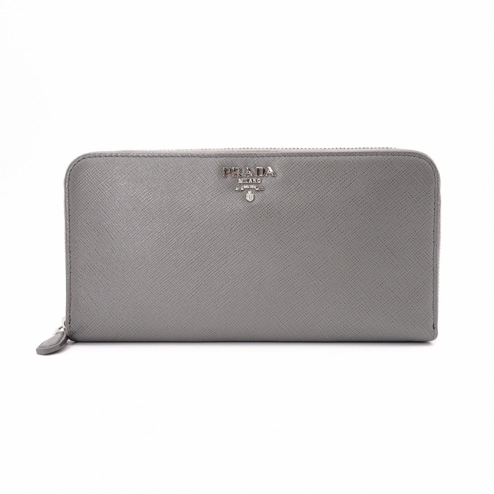 PRADA プラダ サフィアーノ 長財布 レザー グレー シルバー金具 - メルカリ