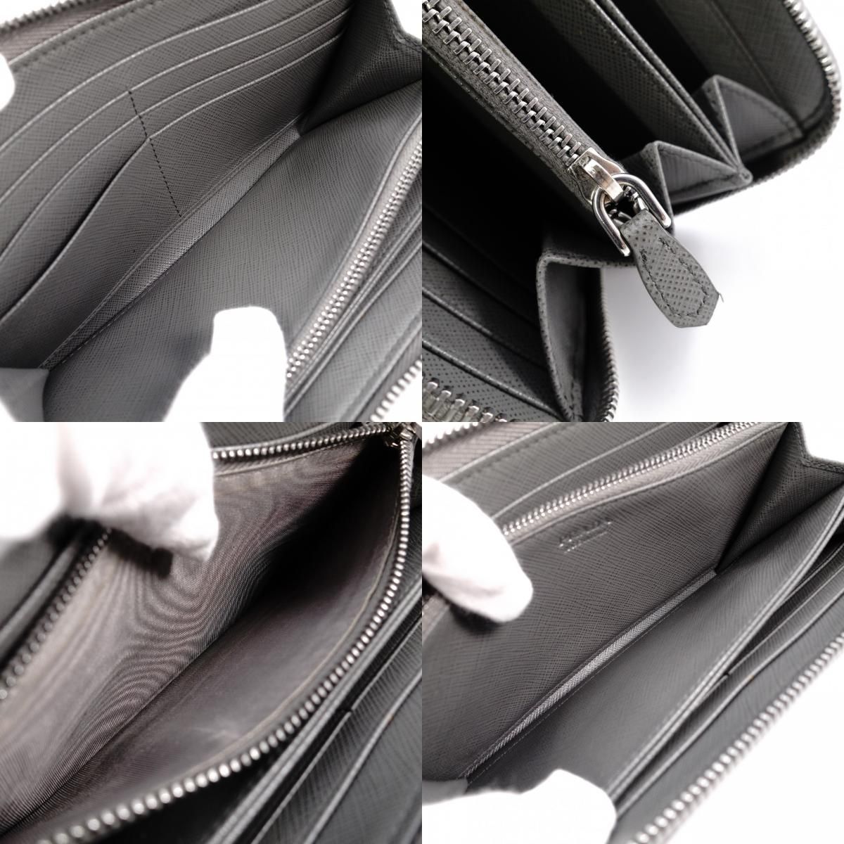 PRADA プラダ サフィアーノ 長財布 レザー グレー シルバー金具 - メルカリ