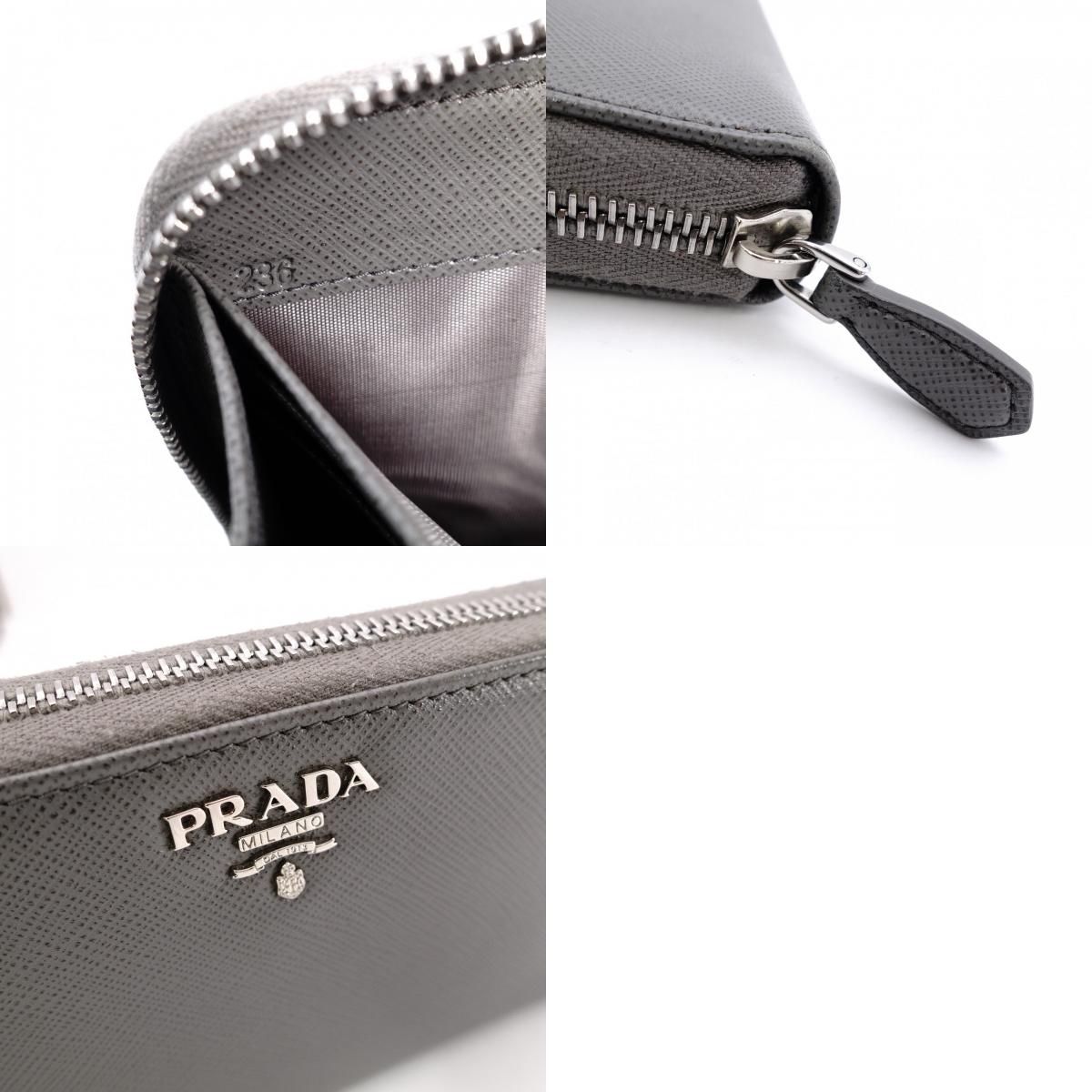 PRADA プラダ サフィアーノ 長財布 レザー グレー シルバー金具 - メルカリ