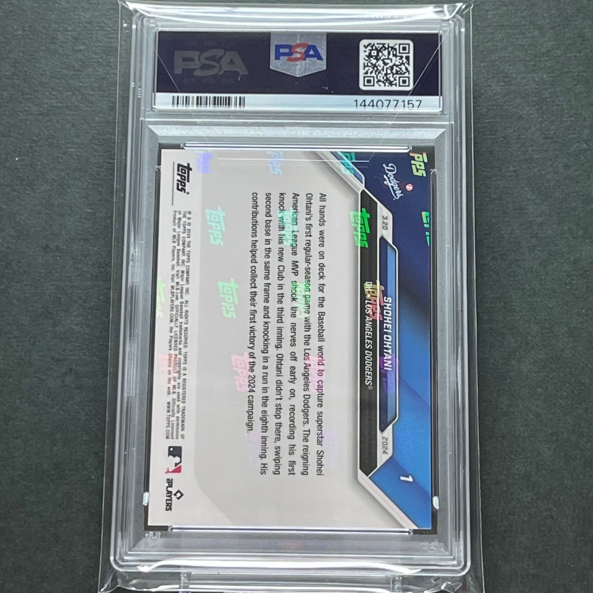 1【PSA10】大谷翔平ドジャース移籍後初ヒット記念 2024 Topps now #1