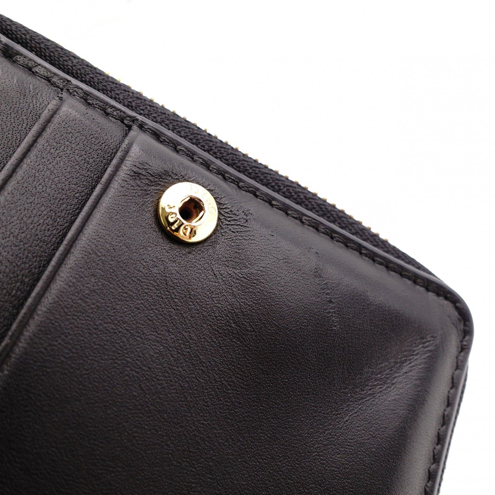 Dior ディオール カロ 二つ折り財布 レザー ブラック 黒 CDロゴ - メルカリ