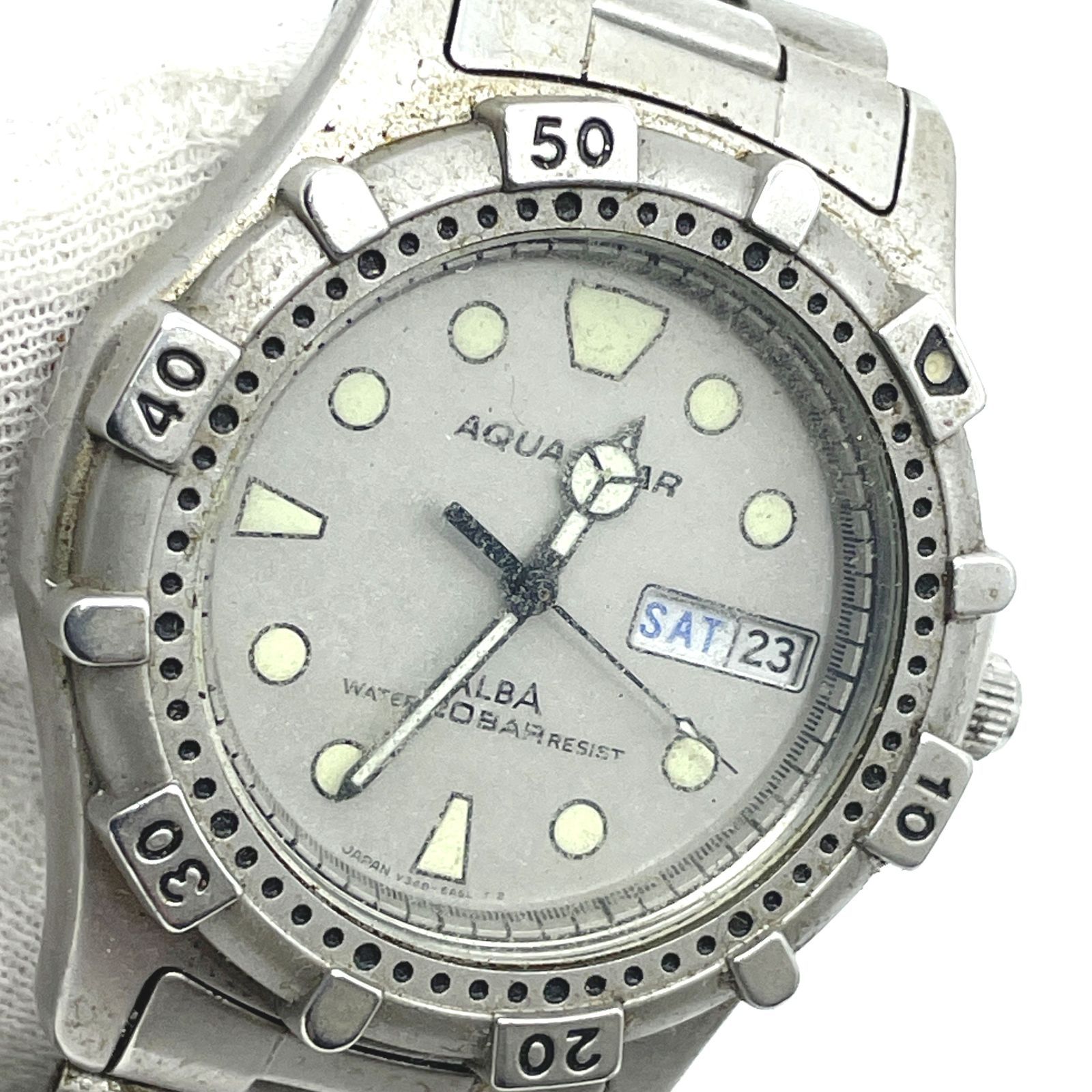 動作未確認 SEIKO セイコー ALBA アルバ AQUA GEAR 20BAR ダイバー 