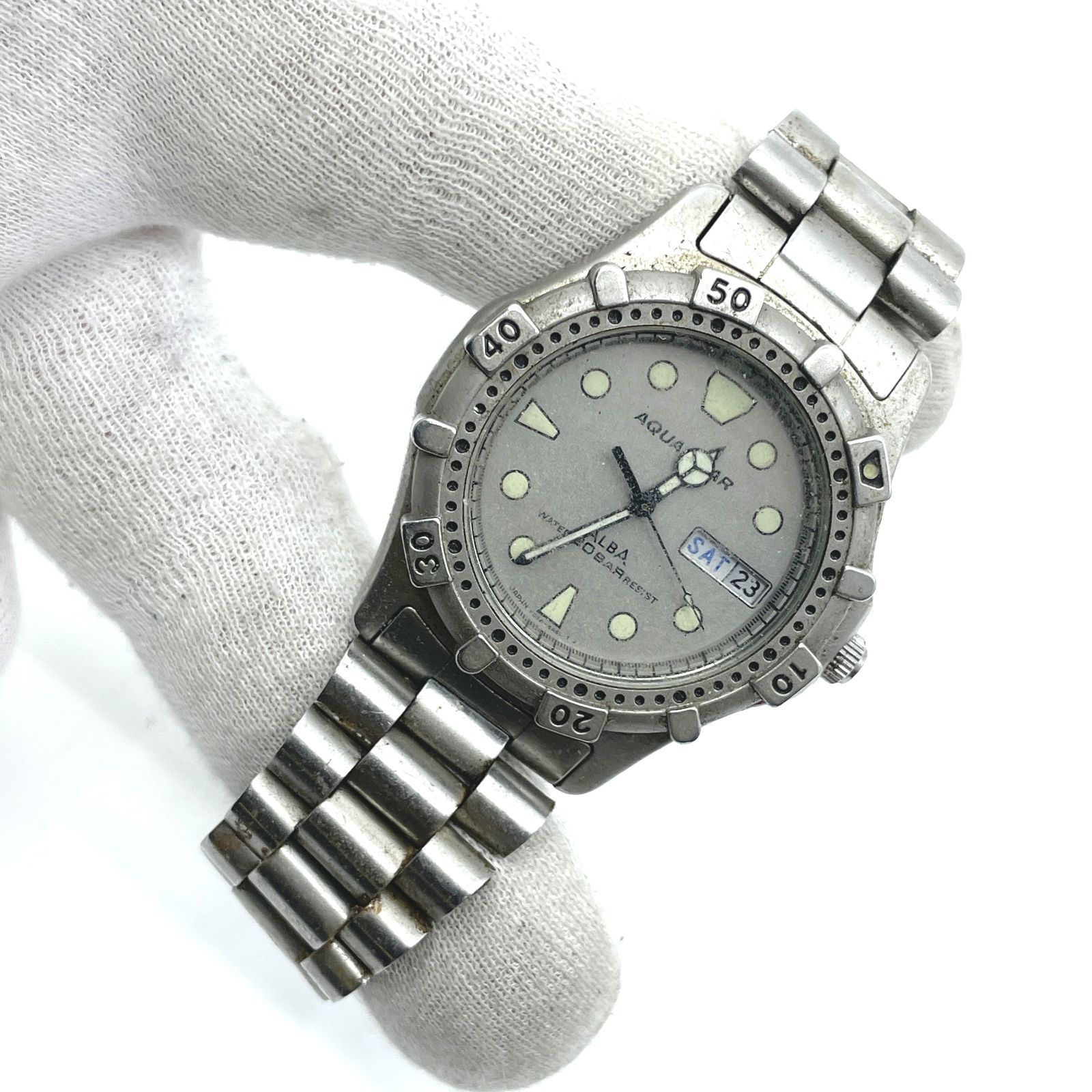 動作未確認 SEIKO セイコー ALBA アルバ AQUA GEAR 20BAR ダイバー 